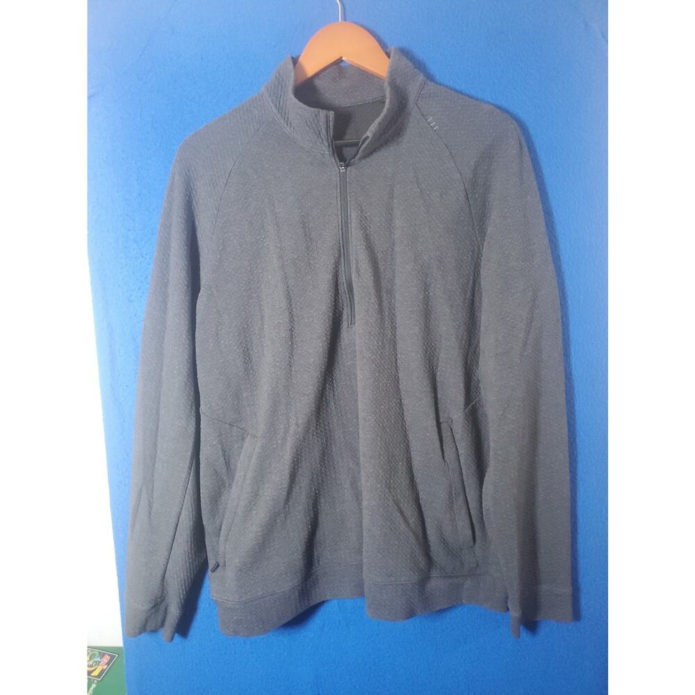 Lululemon Men L Full Zip Sweater Jacket Mock Neck Knit Gray Pockets Activewear - Picture 15 of 16